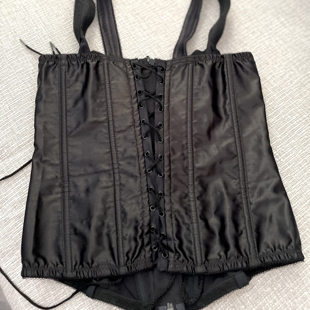 Black satin corset